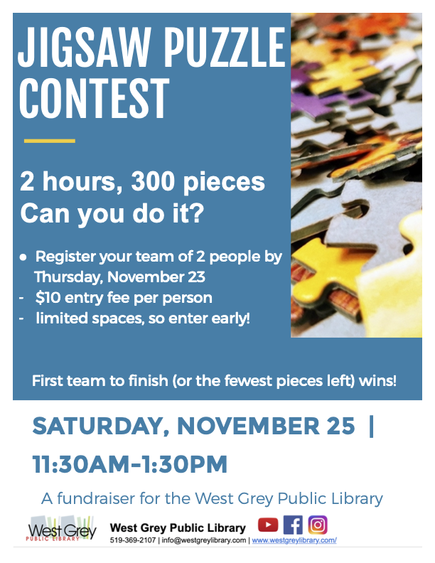 Jigsaw Puzzle Contest West Grey Public Library